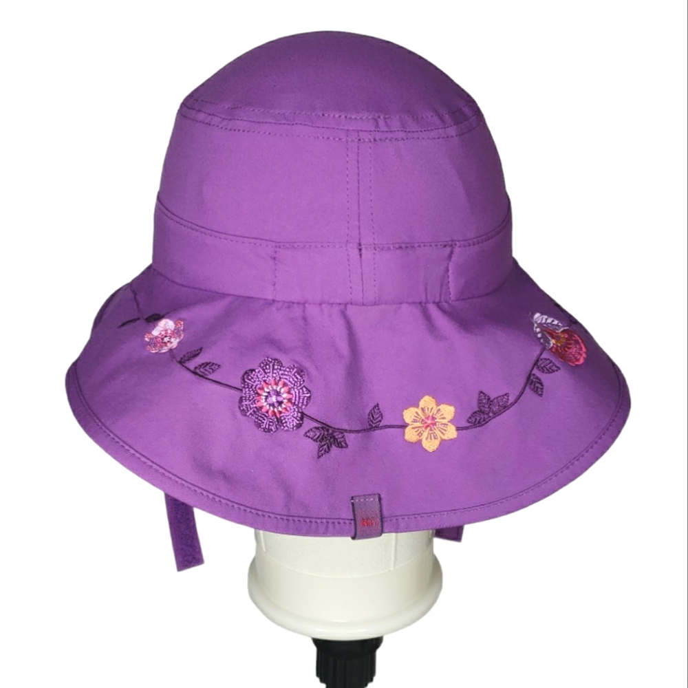 REI Toddler's Embroidered Bucket Sun Hat Adjustable Strap Elastic Inner Liner